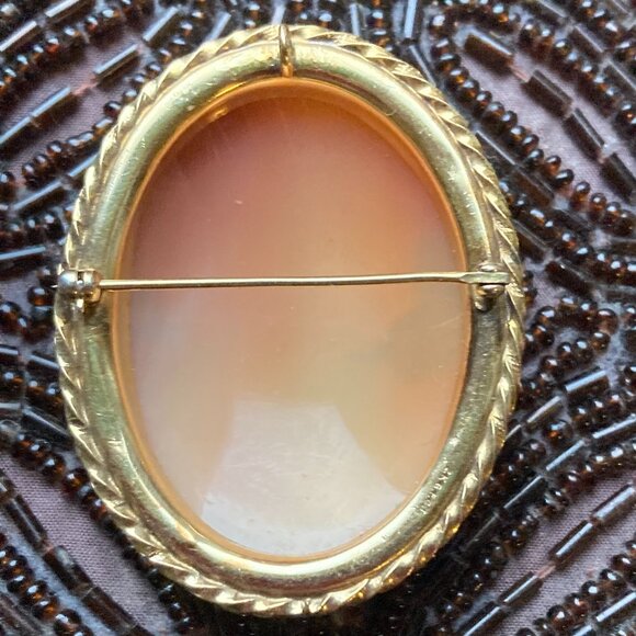 Magnificent left-facing gold-filled shell cameo brooch/pendant - Picture 7 of 8